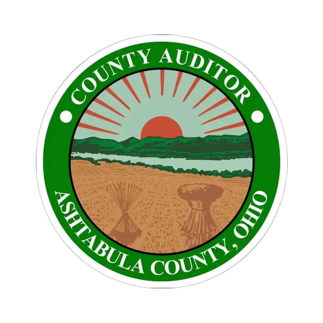 Seal of Ashtabula County Ohio Auditor (United States) STICKER Vinyl Kiss-Cut Decal 6 Inch White - The Sticker Space