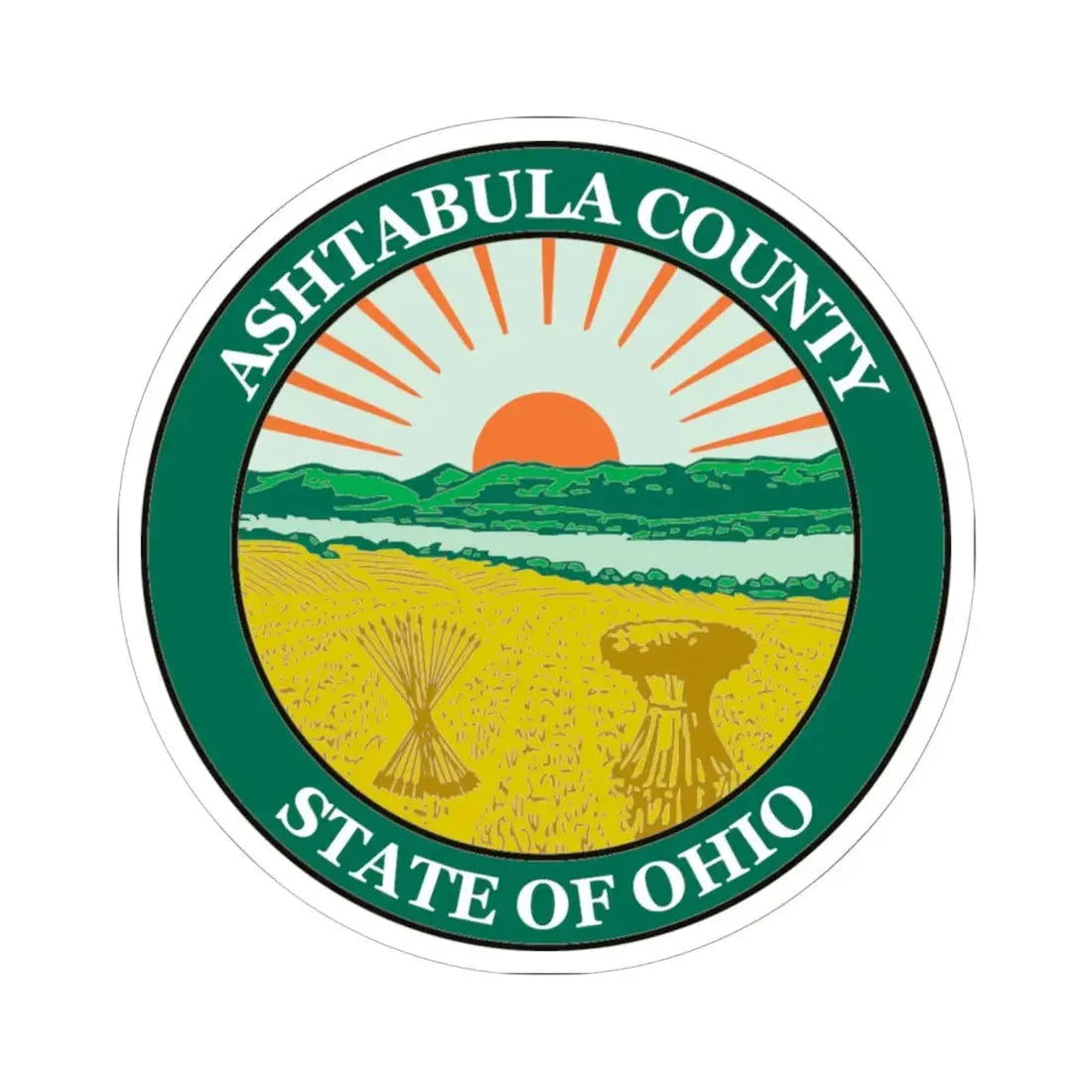 Seal of Ashtabula County Ohio (United States) STICKER Vinyl Kiss-Cut Decal 6 Inch White - The Sticker Space