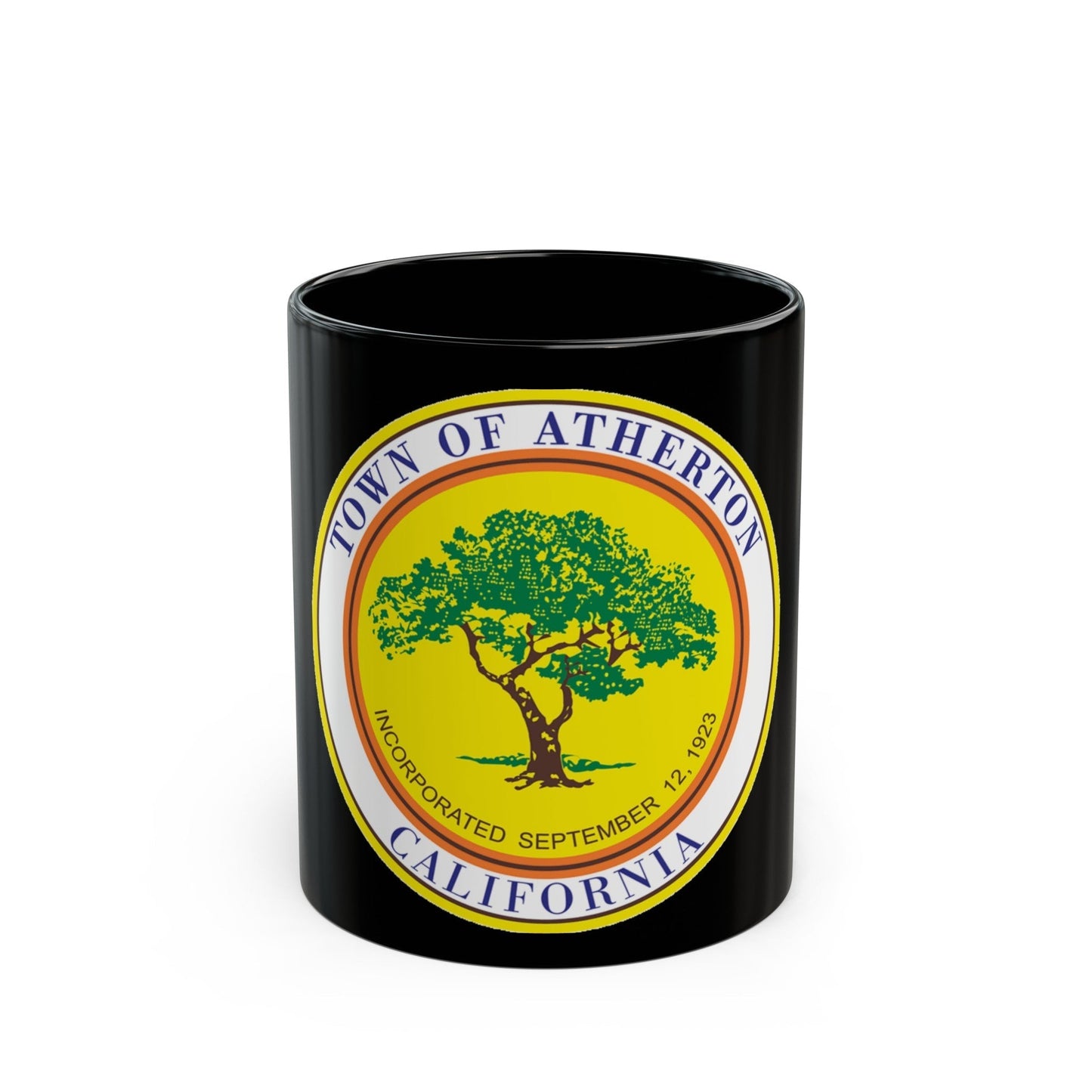 Seal of Atherton California - Black Coffee Mug-11oz-The Sticker Space