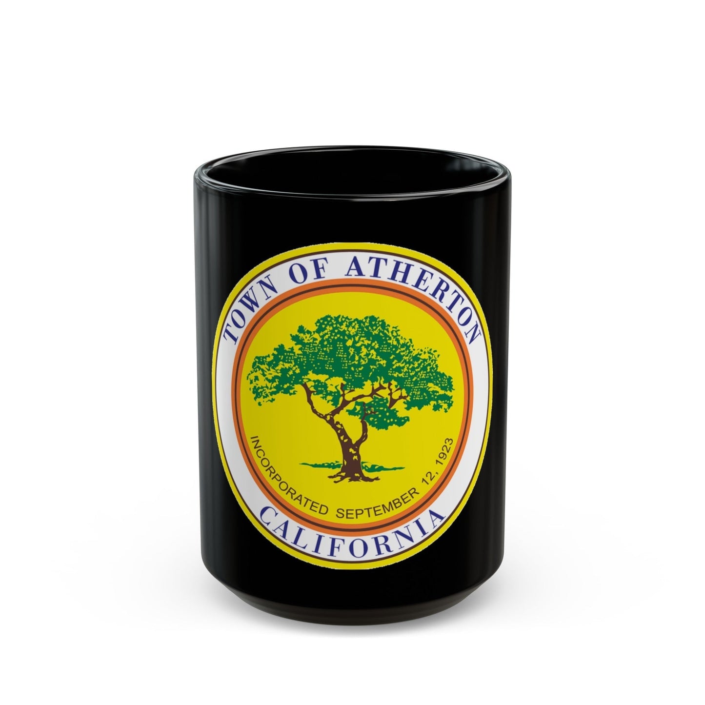 Seal of Atherton California - Black Coffee Mug-15oz-The Sticker Space