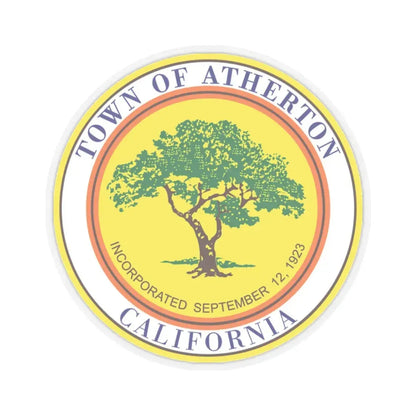 Seal of Atherton California - STICKER Vinyl Kiss-Cut Decal 3 Inch Transparent - The Sticker Space