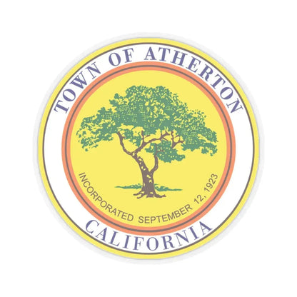 Seal of Atherton California - STICKER Vinyl Kiss-Cut Decal 4 Inch Transparent - The Sticker Space