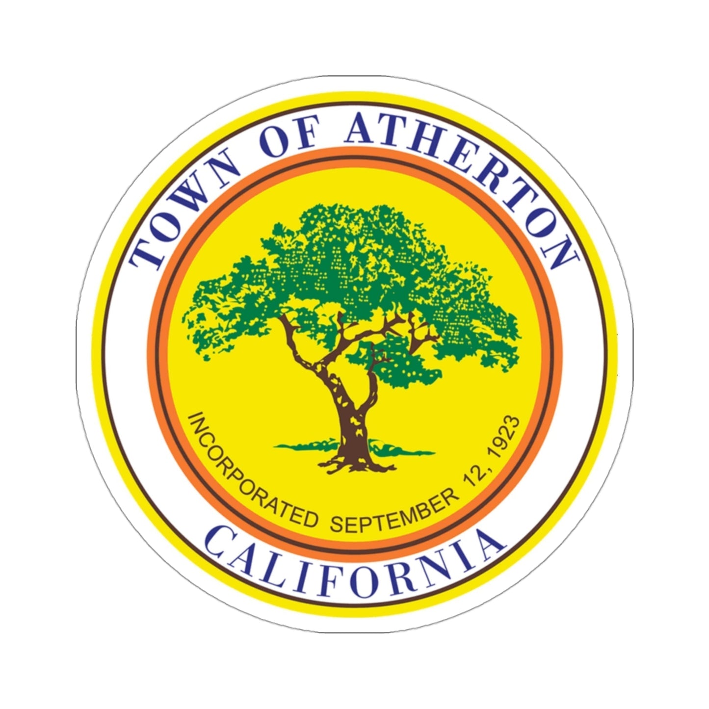 Seal of Atherton California USA STICKER Vinyl Die-Cut Decal-3 Inch-The Sticker Space