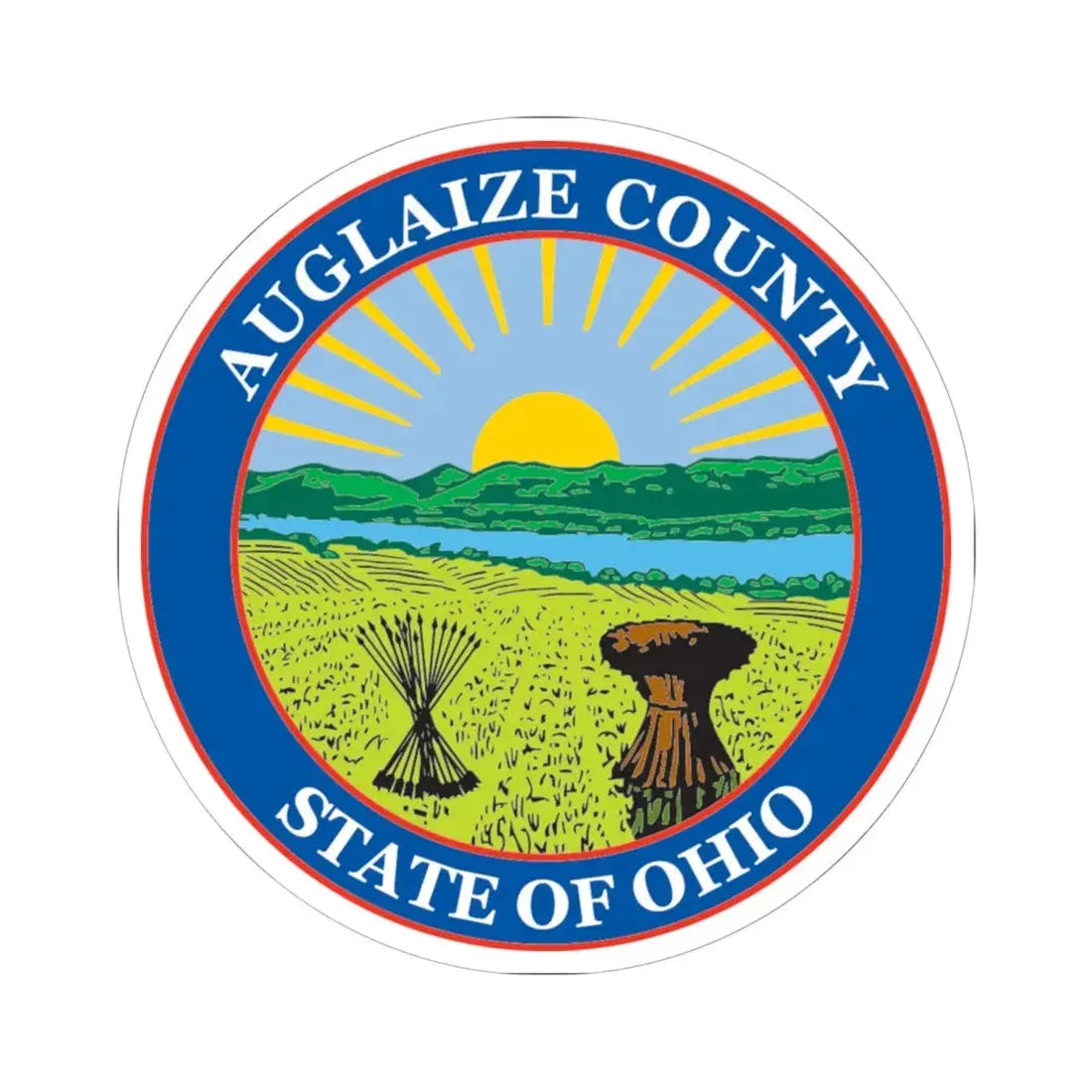 Seal of Auglaize County Ohio (United States) STICKER Vinyl Kiss-Cut Decal 6 Inch White - The Sticker Space