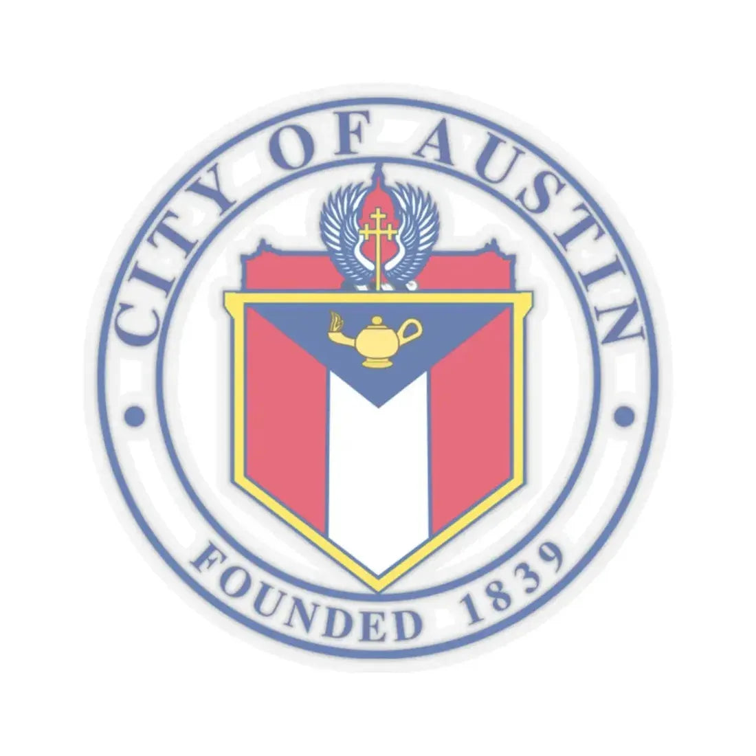 Seal of Austin TX - STICKER Vinyl Kiss-Cut Decal 2 Inch Transparent - The Sticker Space