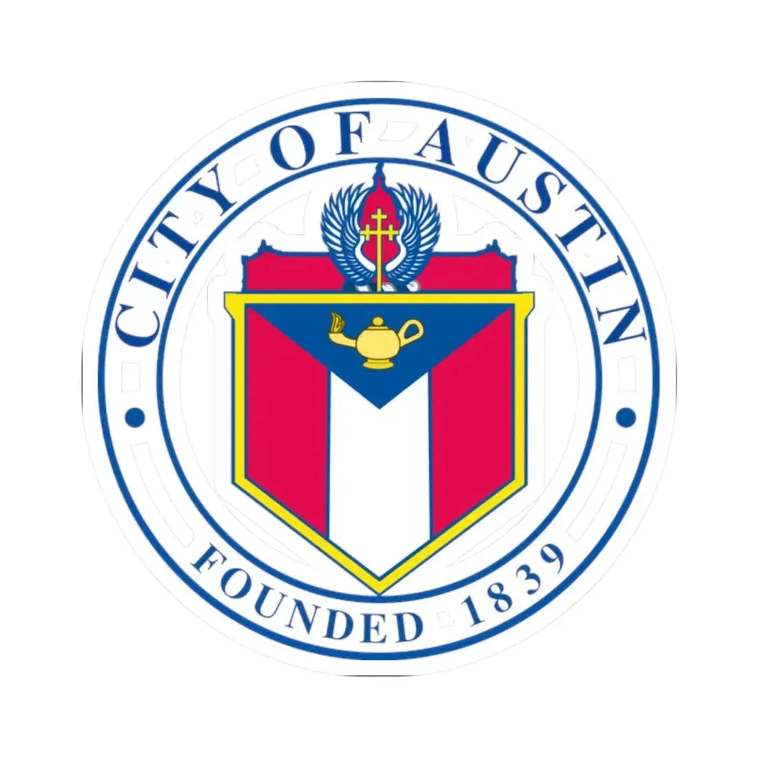 Seal of Austin TX - STICKER Vinyl Kiss-Cut Decal 2 Inch White - The Sticker Space