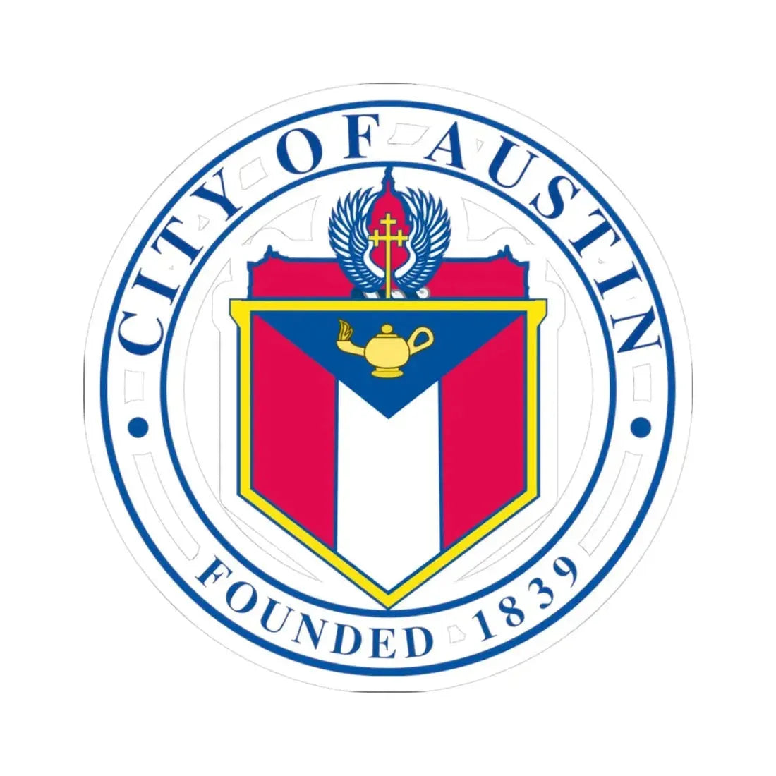 Seal of Austin TX - STICKER Vinyl Kiss-Cut Decal 3 Inch White - The Sticker Space