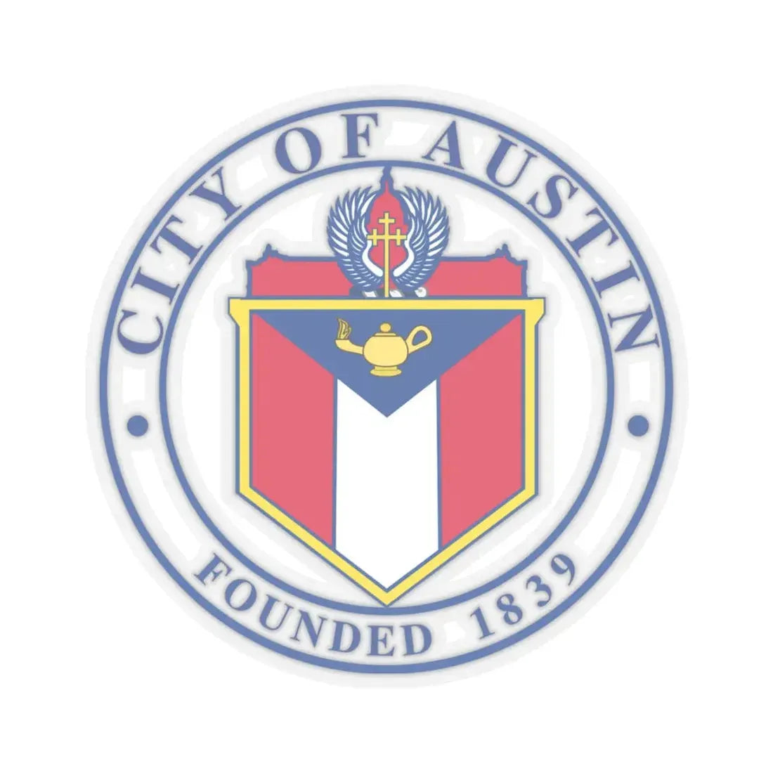 Seal of Austin TX - STICKER Vinyl Kiss-Cut Decal 6 Inch Transparent - The Sticker Space