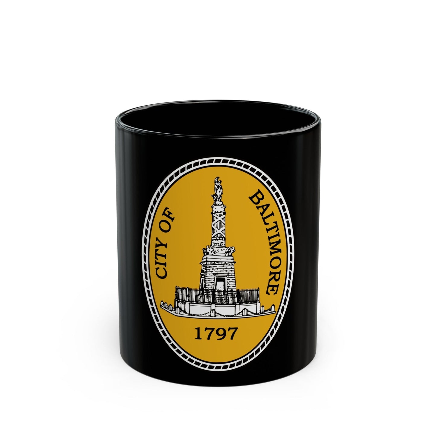 Seal of Baltimore Maryland - Black Coffee Mug-11oz-The Sticker Space