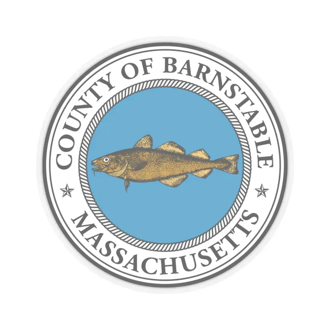 Seal of Barnstable County Massachusetts (United States) STICKER Vinyl Kiss-Cut Decal 4 Inch Transparent - The Sticker Space