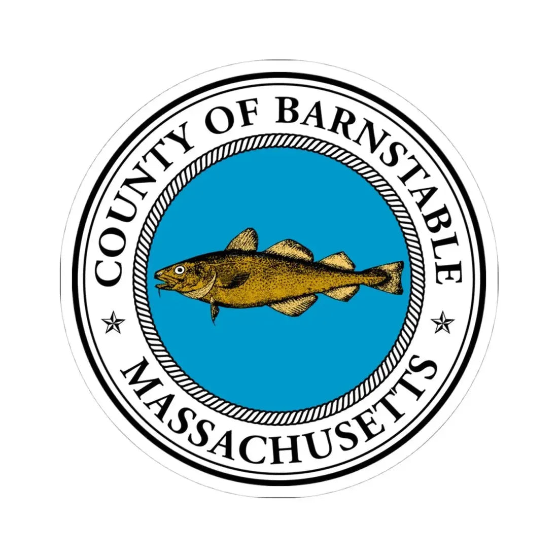 Seal of Barnstable County Massachusetts (United States) STICKER Vinyl Kiss-Cut Decal 4 Inch White - The Sticker Space