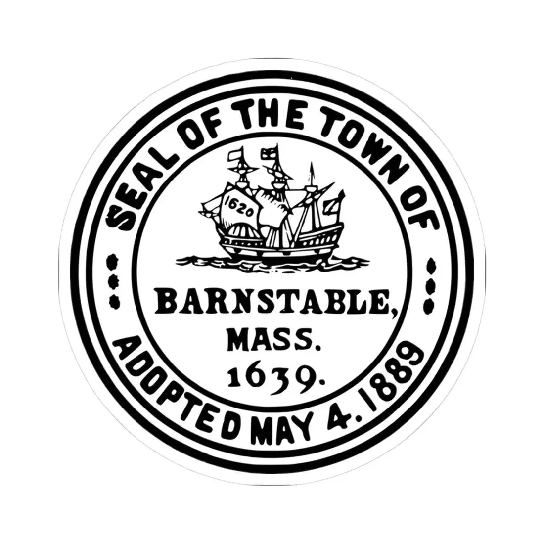 Seal of Barnstable Massachusetts (United States) STICKER Vinyl Kiss-Cut Decal 3 Inch White - The Sticker Space