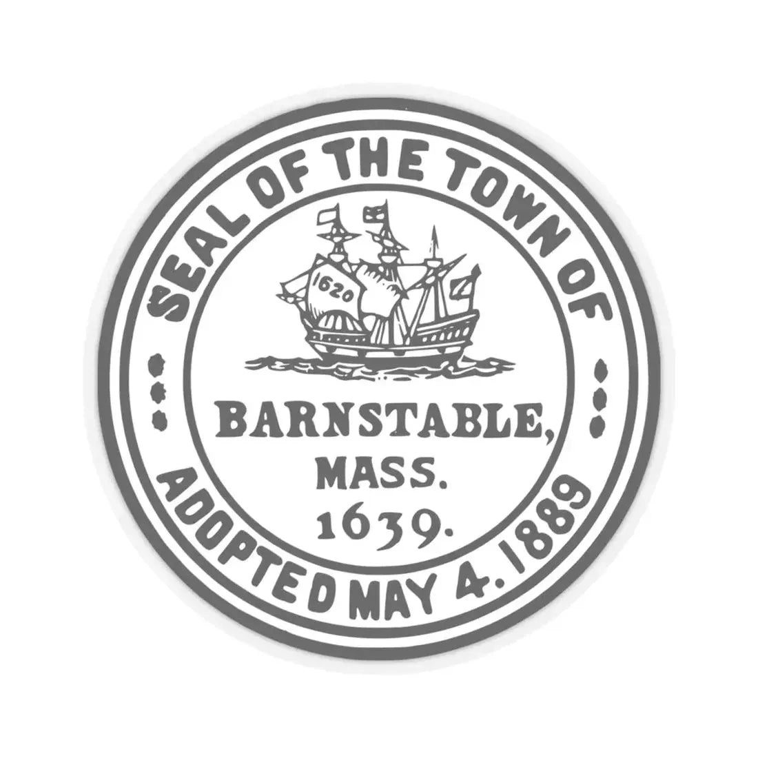 Seal of Barnstable Massachusetts (United States) STICKER Vinyl Kiss-Cut Decal 4 Inch Transparent - The Sticker Space