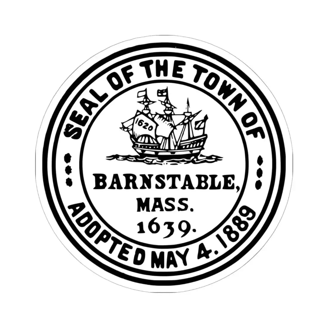 Seal of Barnstable Massachusetts (United States) STICKER Vinyl Kiss-Cut Decal 6 Inch White - The Sticker Space