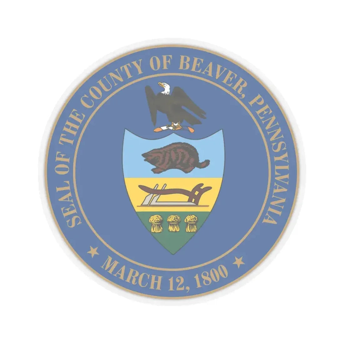 Seal of Beaver County Pennsylvania (United States) STICKER Vinyl Kiss-Cut Decal 4 Inch Transparent - The Sticker Space