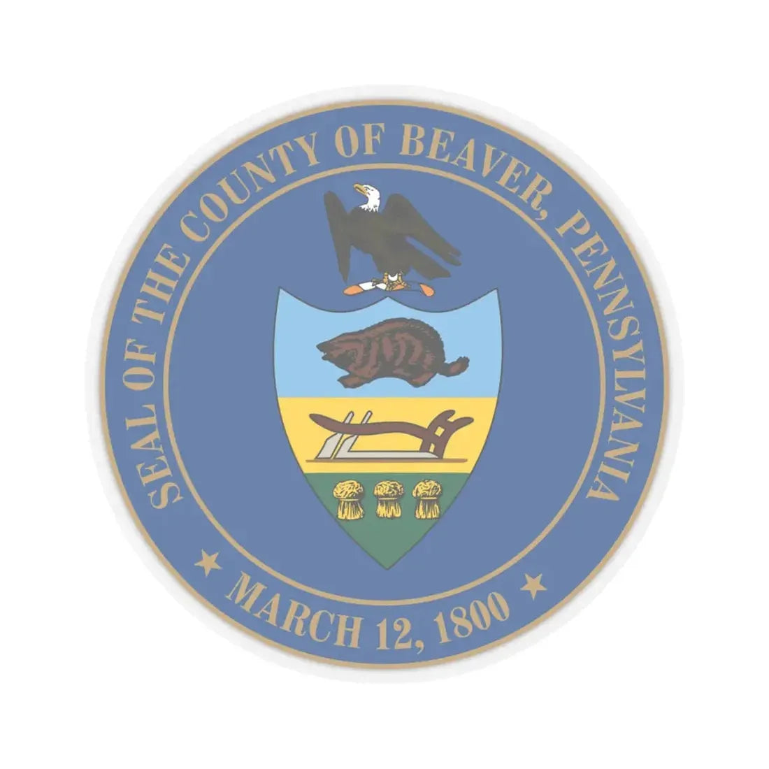 Seal of Beaver County Pennsylvania (United States) STICKER Vinyl Kiss-Cut Decal 6 Inch Transparent - The Sticker Space