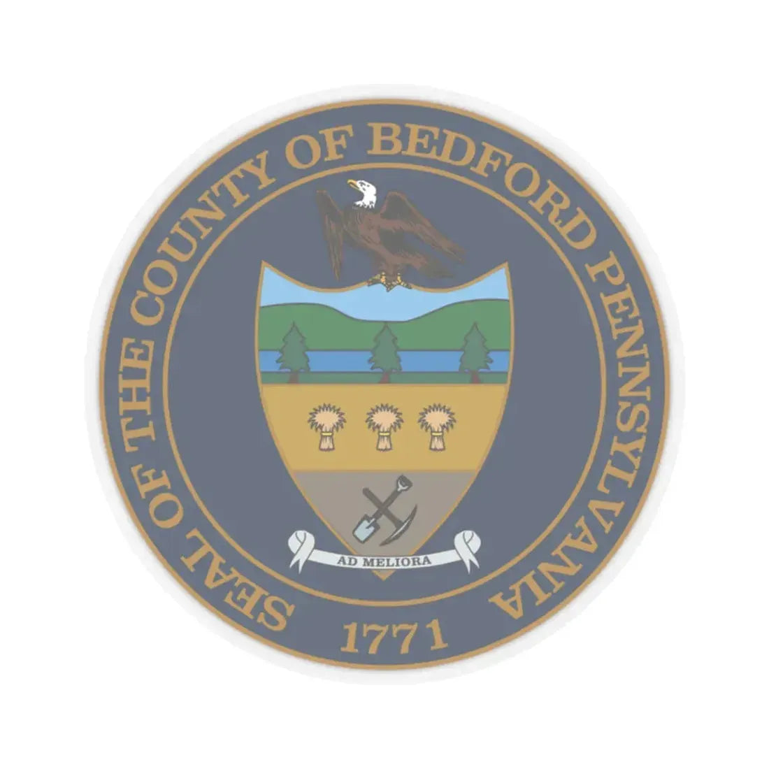 Seal of Bedford County Pennsylvania (United States) STICKER Vinyl Kiss-Cut Decal 2 Inch Transparent - The Sticker Space
