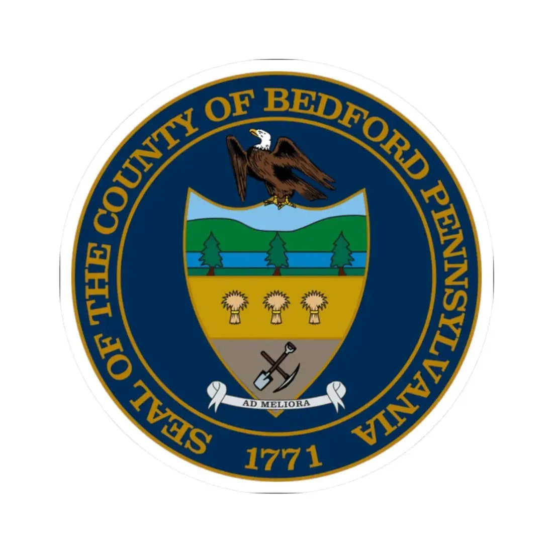 Seal of Bedford County Pennsylvania (United States) STICKER Vinyl Kiss-Cut Decal 2 Inch White - The Sticker Space