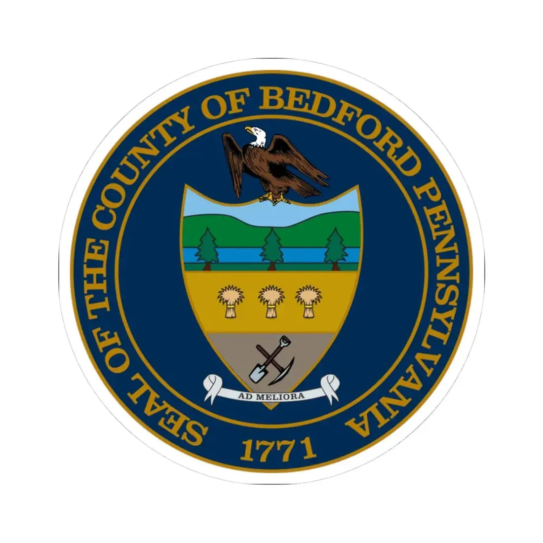 Seal of Bedford County Pennsylvania (United States) STICKER Vinyl Kiss-Cut Decal 3 Inch White - The Sticker Space