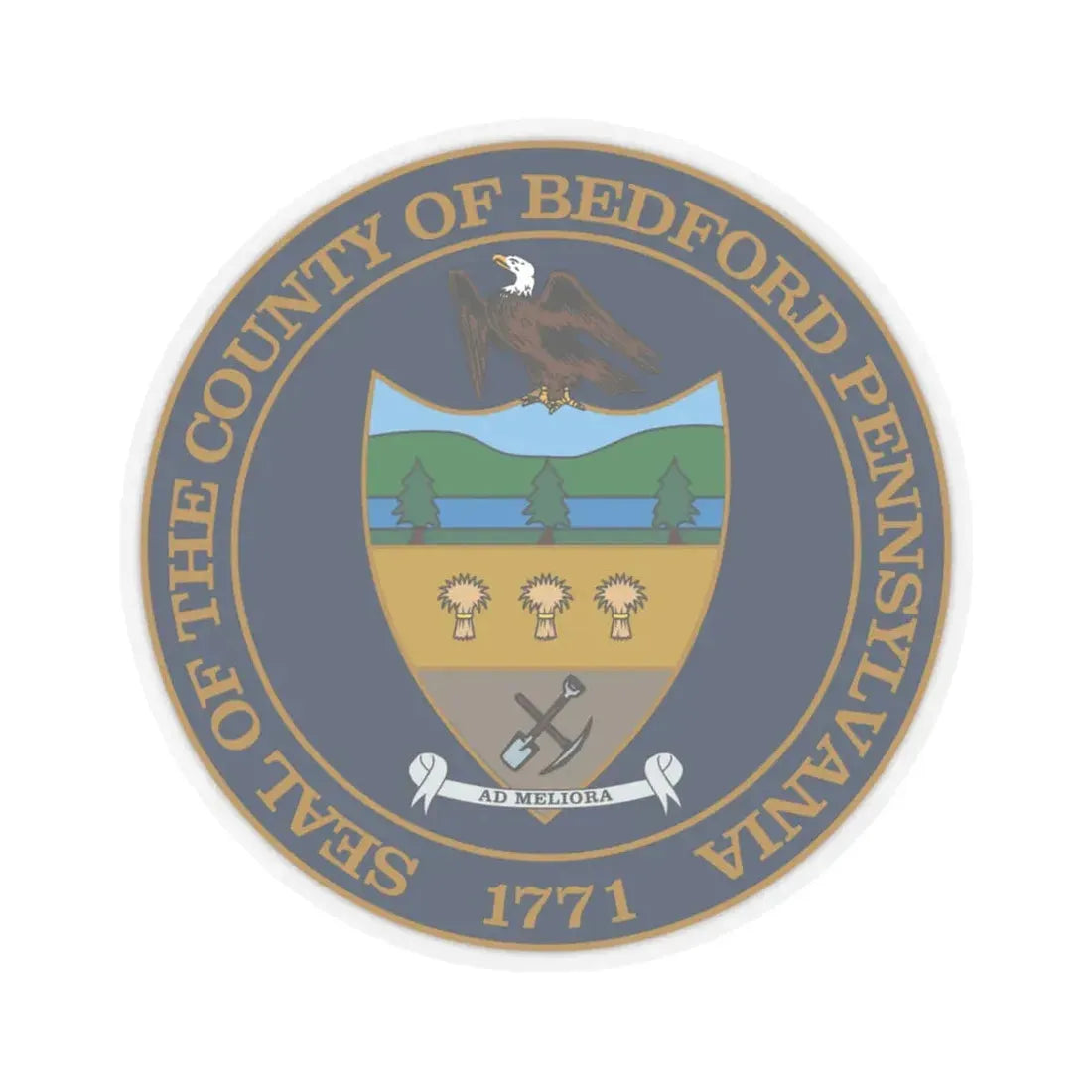 Seal of Bedford County Pennsylvania (United States) STICKER Vinyl Kiss-Cut Decal 4 Inch Transparent - The Sticker Space