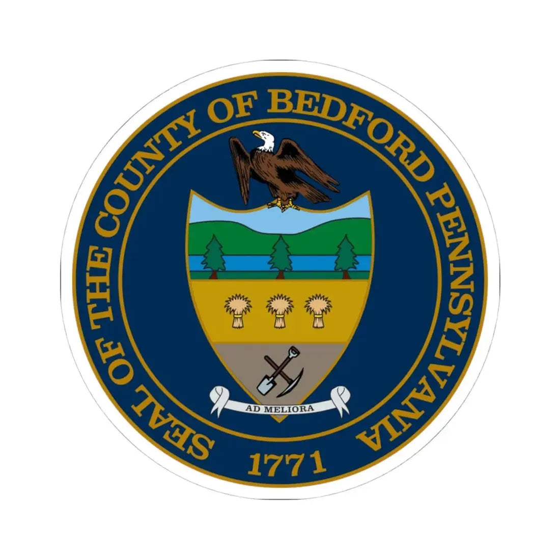 Seal of Bedford County Pennsylvania (United States) STICKER Vinyl Kiss-Cut Decal 4 Inch White - The Sticker Space