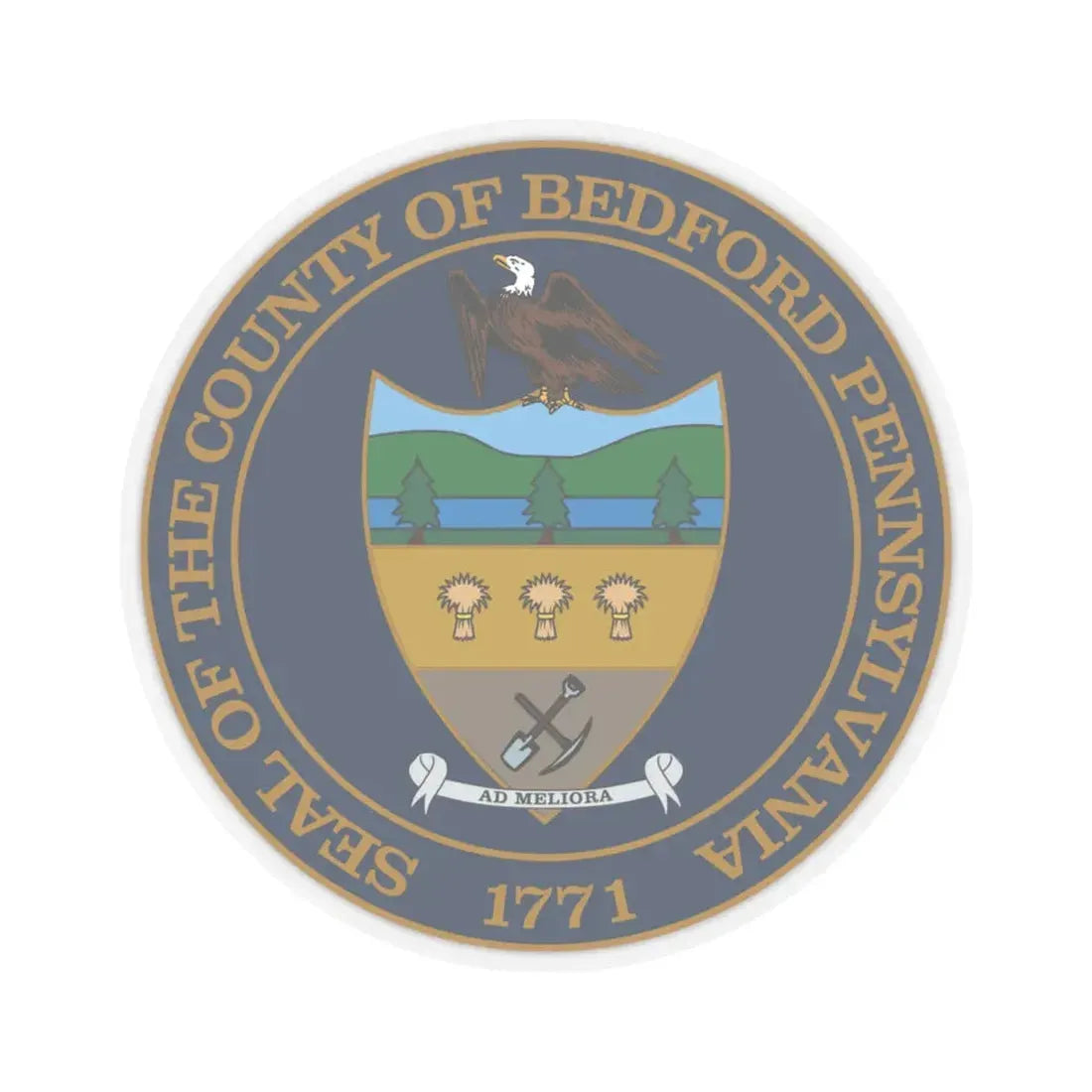 Seal of Bedford County Pennsylvania (United States) STICKER Vinyl Kiss-Cut Decal 6 Inch Transparent - The Sticker Space