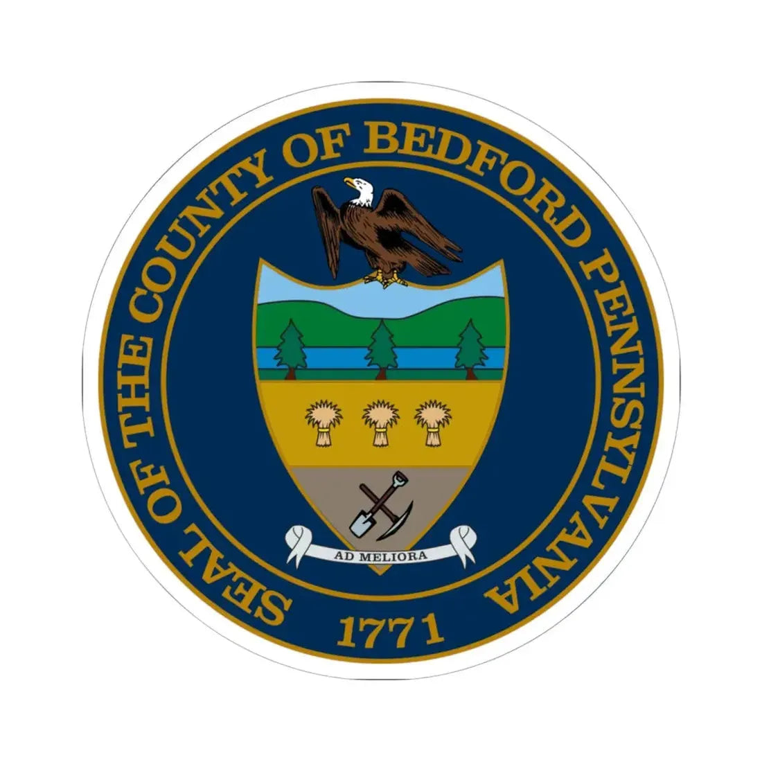 Seal of Bedford County Pennsylvania (United States) STICKER Vinyl Kiss-Cut Decal 6 Inch White - The Sticker Space