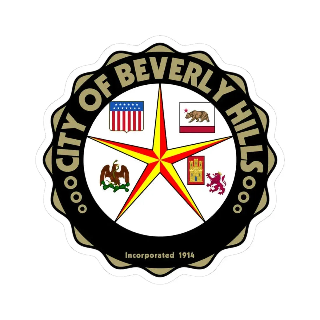 Seal of Beverly Hills California (United States) STICKER Vinyl Kiss-Cut Decal 3 Inch White - The Sticker Space