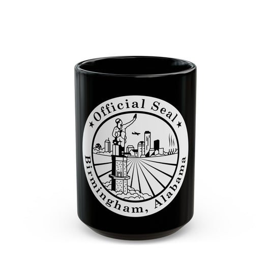 Seal of Birmingham Alabama - Black Coffee Mug-15oz-The Sticker Space