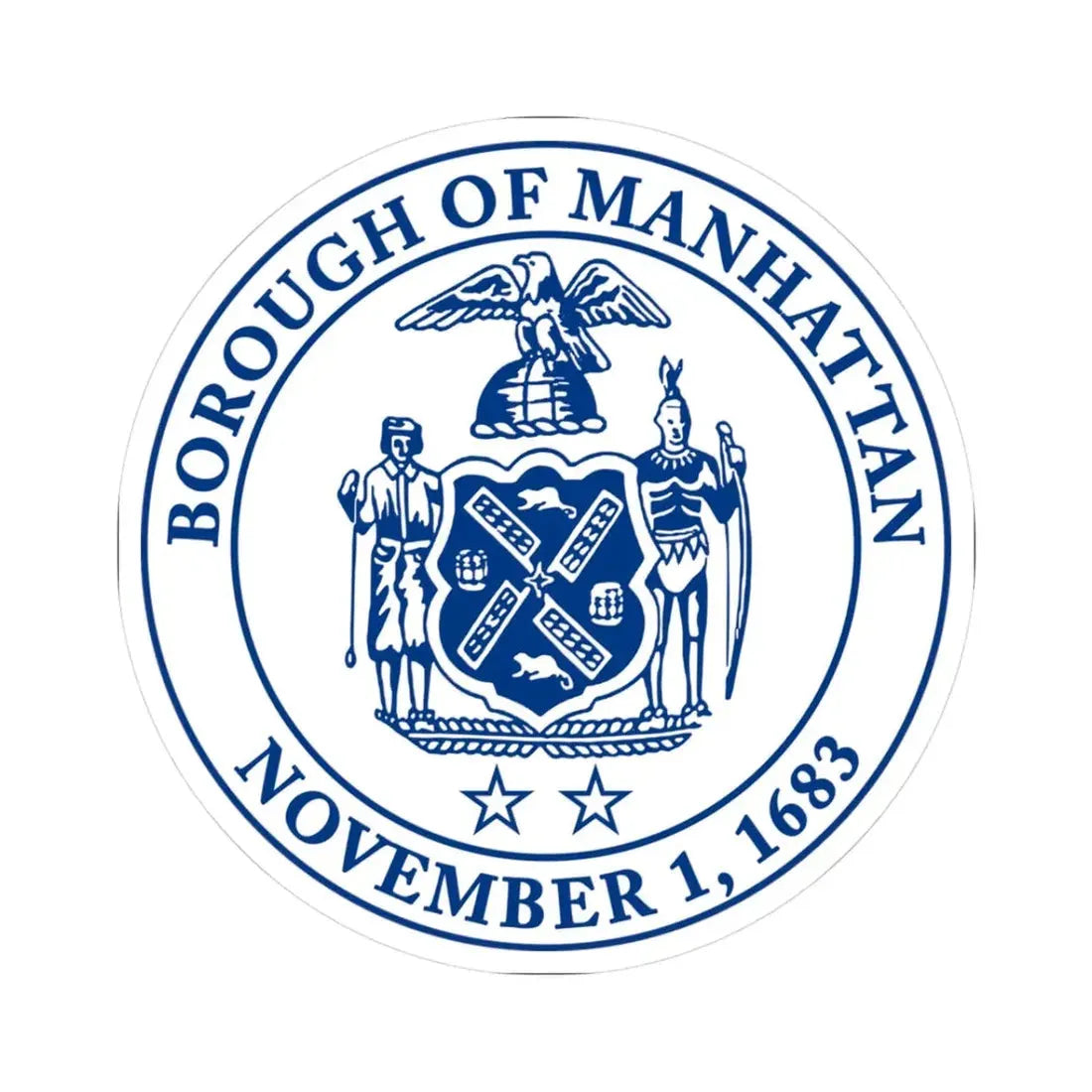 Seal of Borough of Manhattan (United States) STICKER Vinyl Kiss-Cut Decal 3 Inch White - The Sticker Space