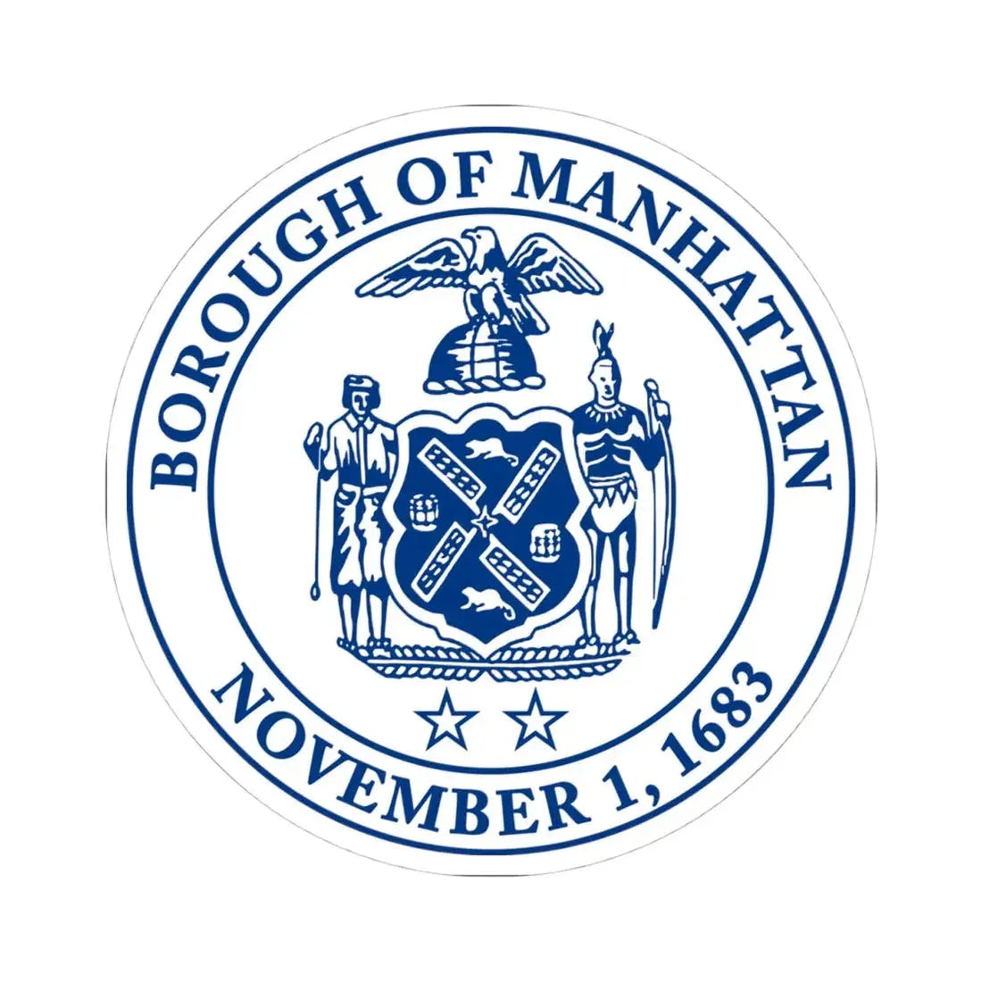 Seal of Borough of Manhattan (United States) STICKER Vinyl Kiss-Cut Decal 4 Inch White - The Sticker Space
