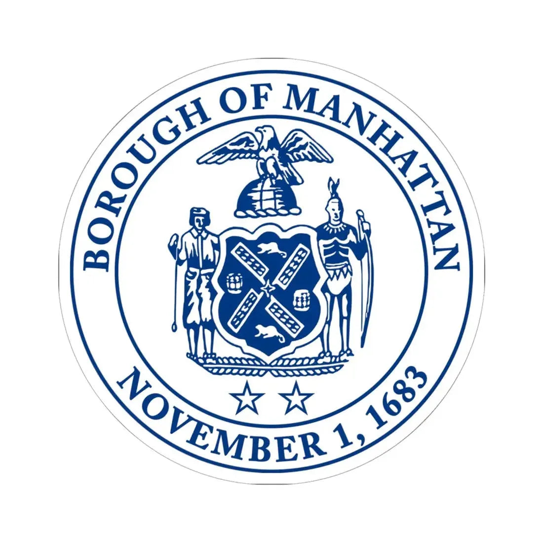 Seal of Borough of Manhattan (United States) STICKER Vinyl Kiss-Cut Decal 6 Inch White - The Sticker Space