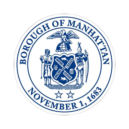 Seal of Borough of Manhattan (United States) STICKER Vinyl Kiss-Cut Decal 6 Inch White - The Sticker Space