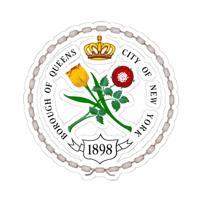 Seal of Borough of Queens (United States) STICKER Vinyl Kiss-Cut Decal 6 Inch White - The Sticker Space