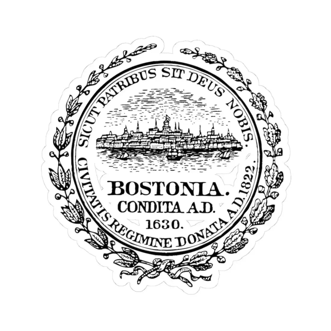 Seal of Boston Massachusetts (United States) STICKER Vinyl Kiss-Cut Decal 3 Inch White - The Sticker Space