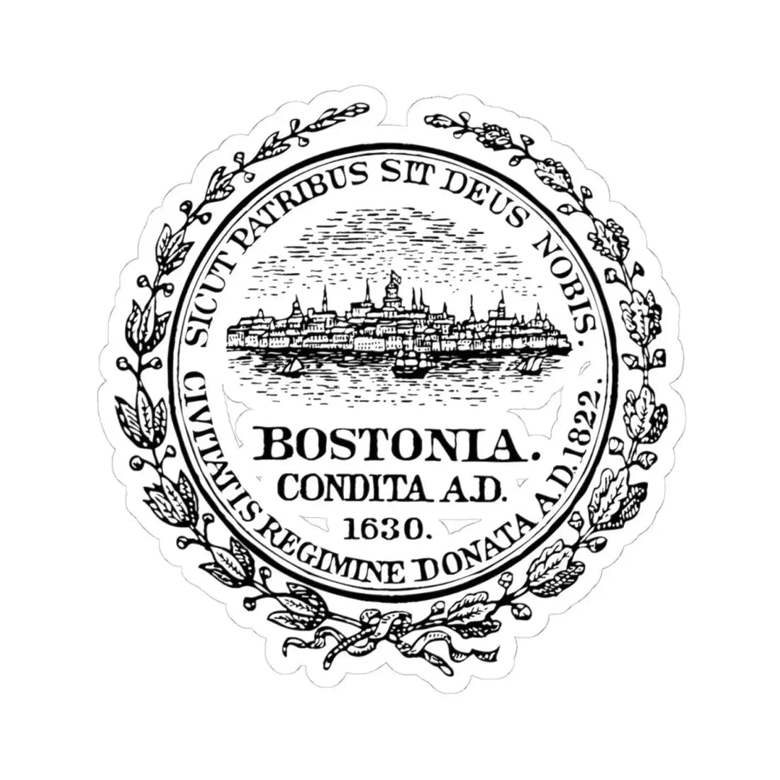Seal of Boston Massachusetts (United States) STICKER Vinyl Kiss-Cut Decal 4 Inch White - The Sticker Space