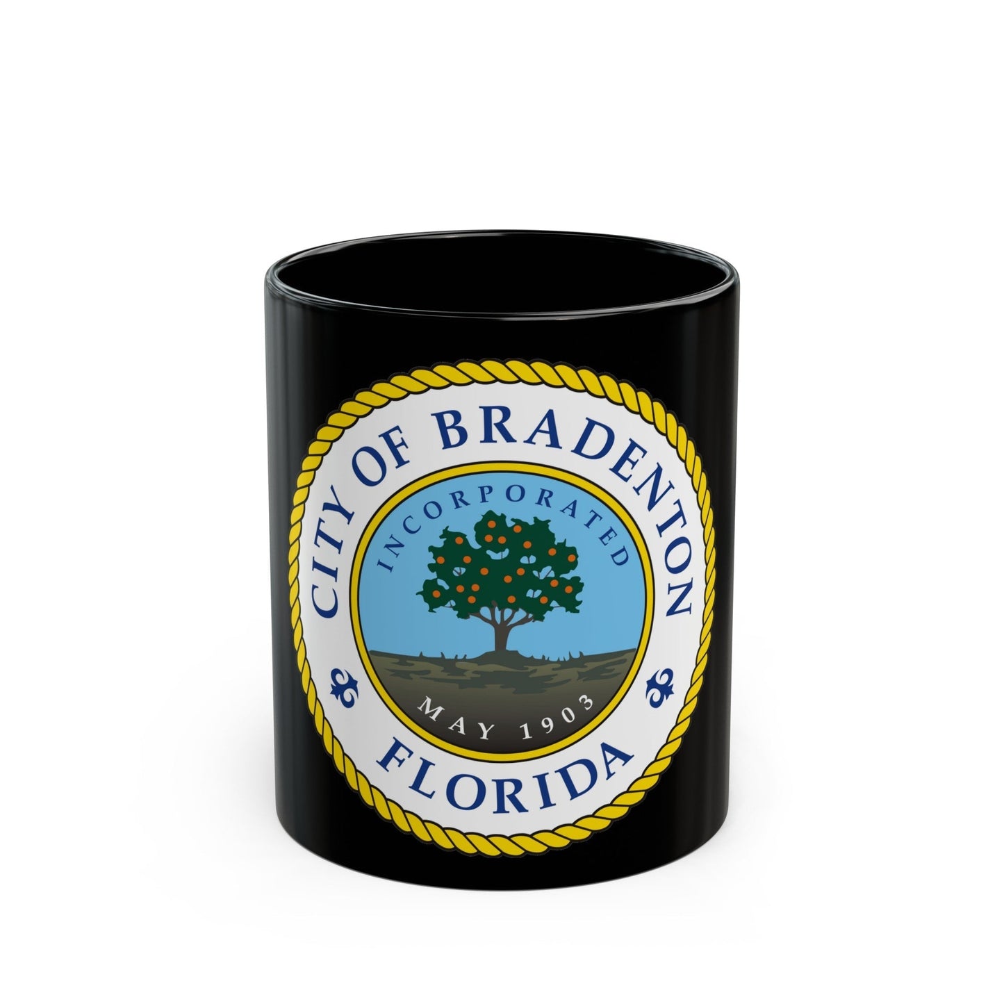 Seal of Bradenton Florida - Black Coffee Mug-11oz-The Sticker Space