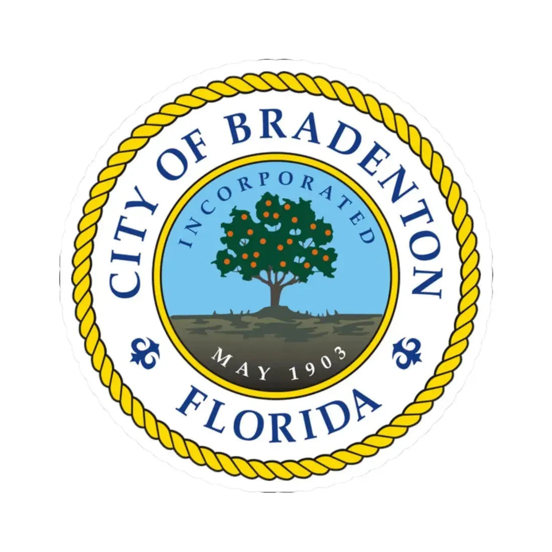 Seal of Bradenton Florida - STICKER Vinyl Kiss-Cut Decal 2 Inch White - The Sticker Space
