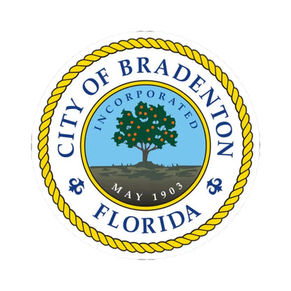 Seal of Bradenton Florida - STICKER Vinyl Kiss-Cut Decal 2 Inch White - The Sticker Space