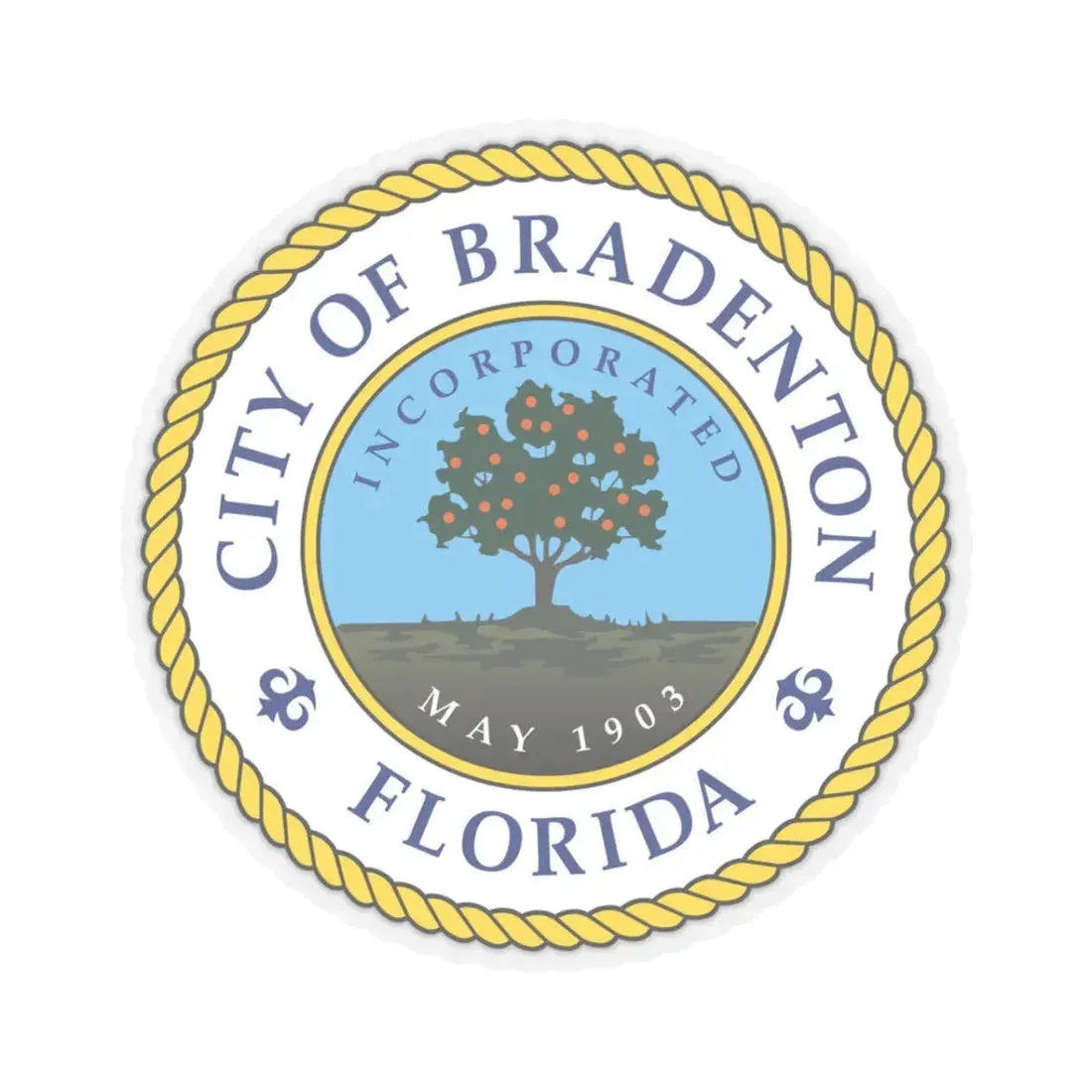 Seal of Bradenton Florida - STICKER Vinyl Kiss-Cut Decal 3 Inch Transparent - The Sticker Space