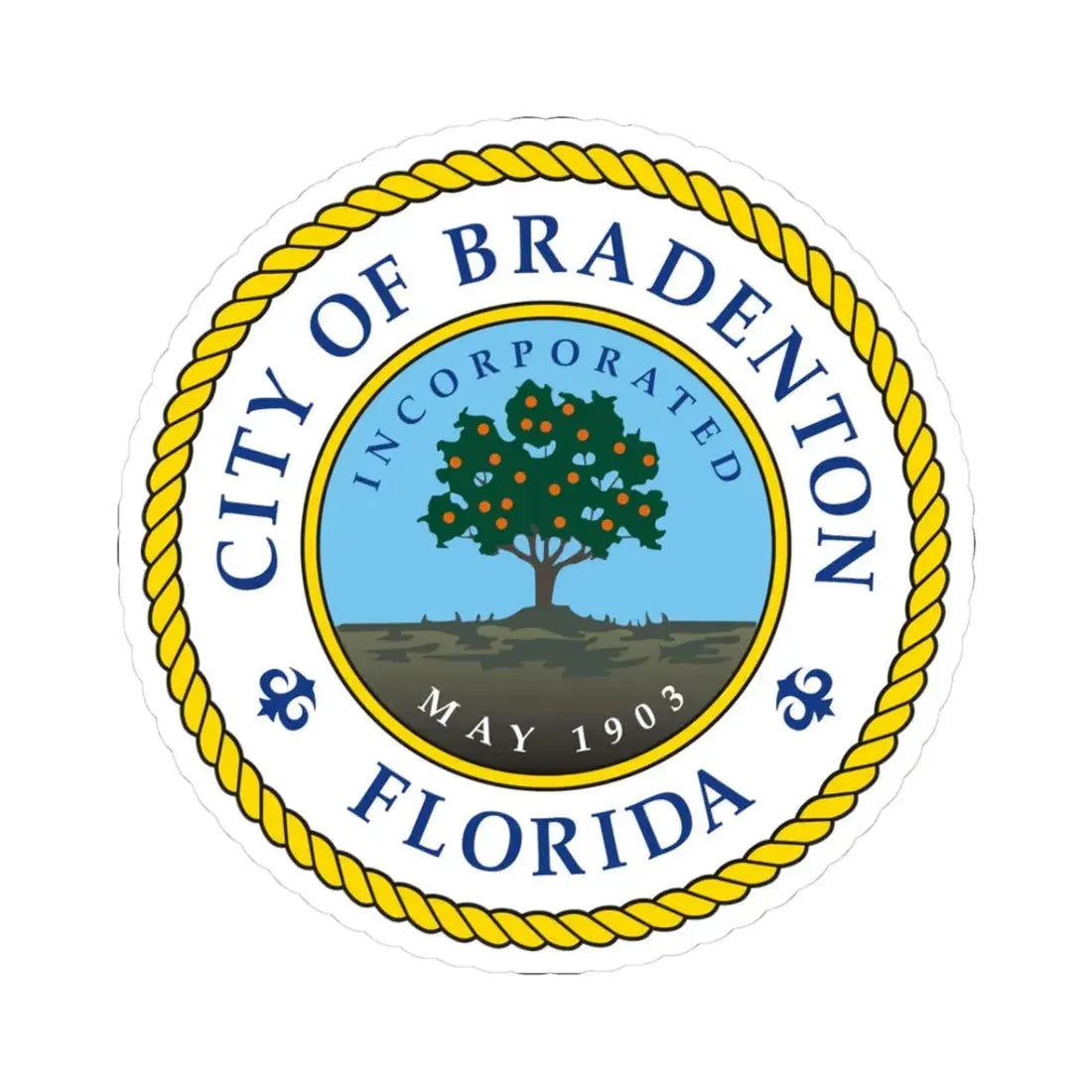 Seal of Bradenton Florida - STICKER Vinyl Kiss-Cut Decal 3 Inch White - The Sticker Space