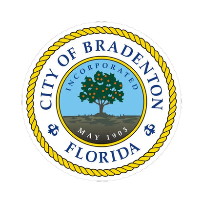 Seal of Bradenton Florida - STICKER Vinyl Kiss-Cut Decal 3 Inch White - The Sticker Space