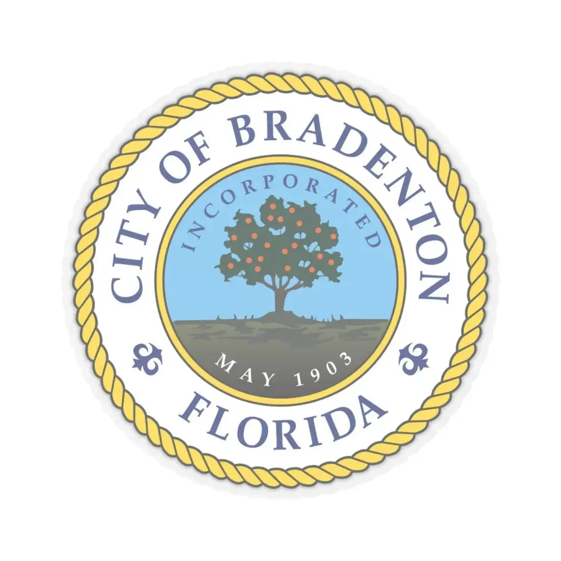 Seal of Bradenton Florida - STICKER Vinyl Kiss-Cut Decal 4 Inch Transparent - The Sticker Space