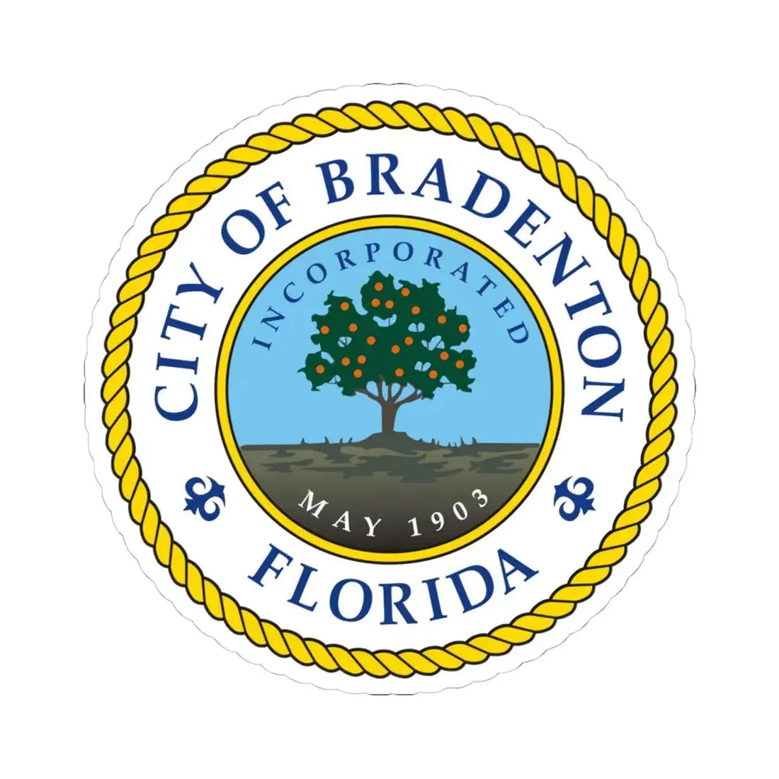 Seal of Bradenton Florida - STICKER Vinyl Kiss-Cut Decal 4 Inch White - The Sticker Space