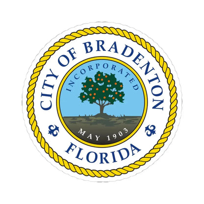 Seal of Bradenton Florida - STICKER Vinyl Kiss-Cut Decal 4 Inch White - The Sticker Space