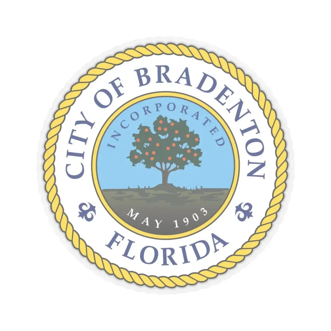 Seal of Bradenton Florida - STICKER Vinyl Kiss-Cut Decal 6 Inch Transparent - The Sticker Space