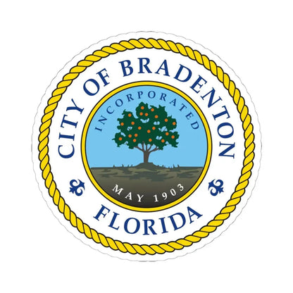Seal of Bradenton Florida - STICKER Vinyl Kiss-Cut Decal 6 Inch White - The Sticker Space