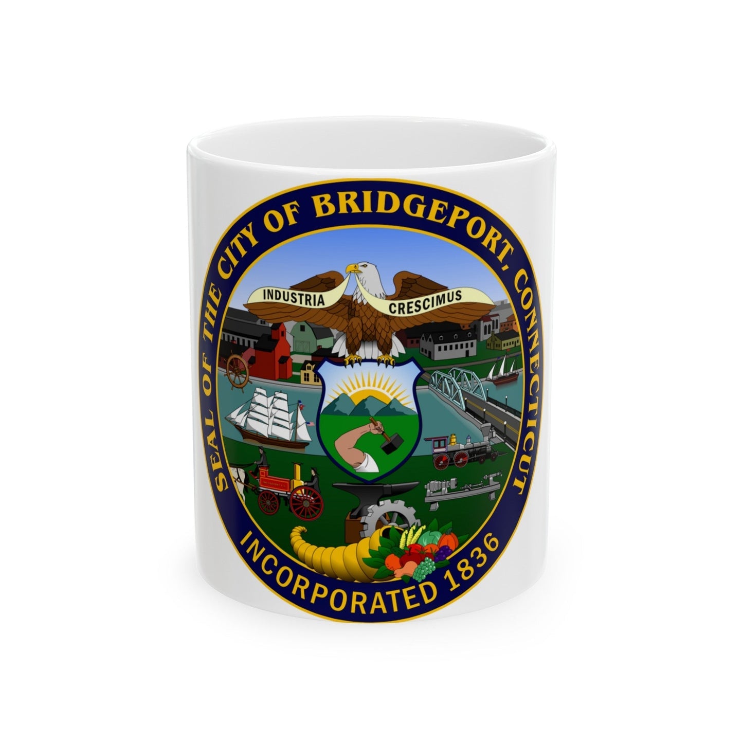 Seal of Bridgeport Connecticut - White Coffee Mug-11oz-The Sticker Space