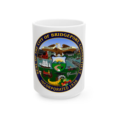 Seal of Bridgeport Connecticut - White Coffee Mug-15oz-The Sticker Space