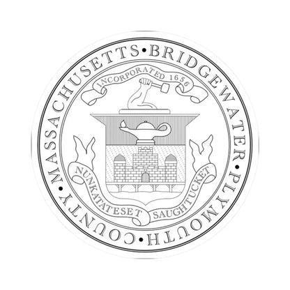 Seal of Bridgewater Massachusetts (United States) STICKER Vinyl Kiss-Cut Decal 2 Inch White - The Sticker Space